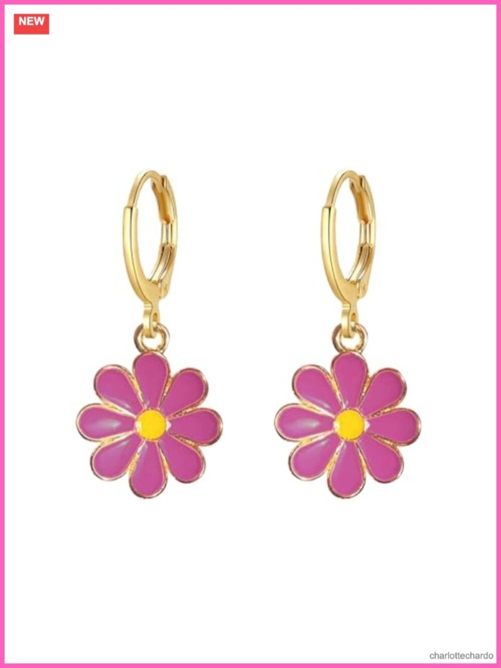 Flower Huggie Hoop Earrings for Women Hypoallergenic Zinc Dangle Drop